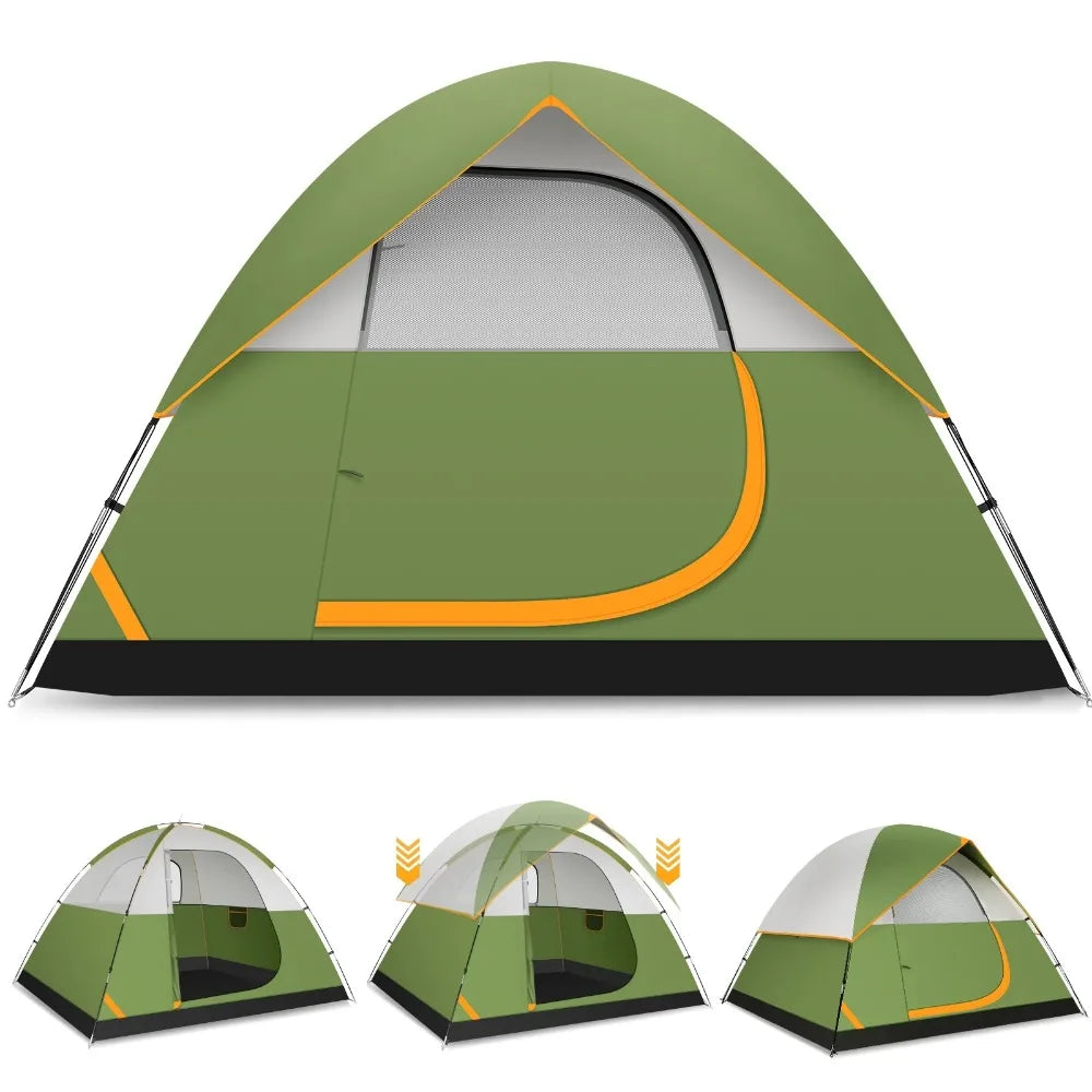 4 Person Tent for Camping with Waterproof Rainfly,Windproof Instant Family Dome Camping Tent with Mesh Door & Ventilation Window