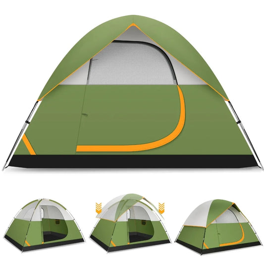 4 Person Tent for Camping with Waterproof Rainfly,Windproof Instant Family Dome Camping Tent with Mesh Door & Ventilation Window