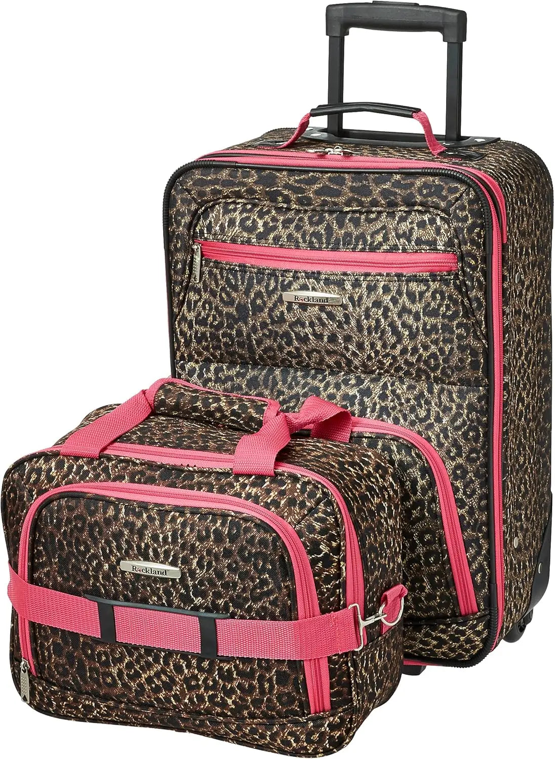 Rockland Fashion Softside Upright Luggage Set, Expandable, Pink Dots, 2-Piece (14/19)