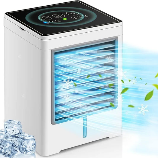 Portable air conditioner, personal evaporative air cooler with 3 wind speeds, touch screen, small air conditioning fan