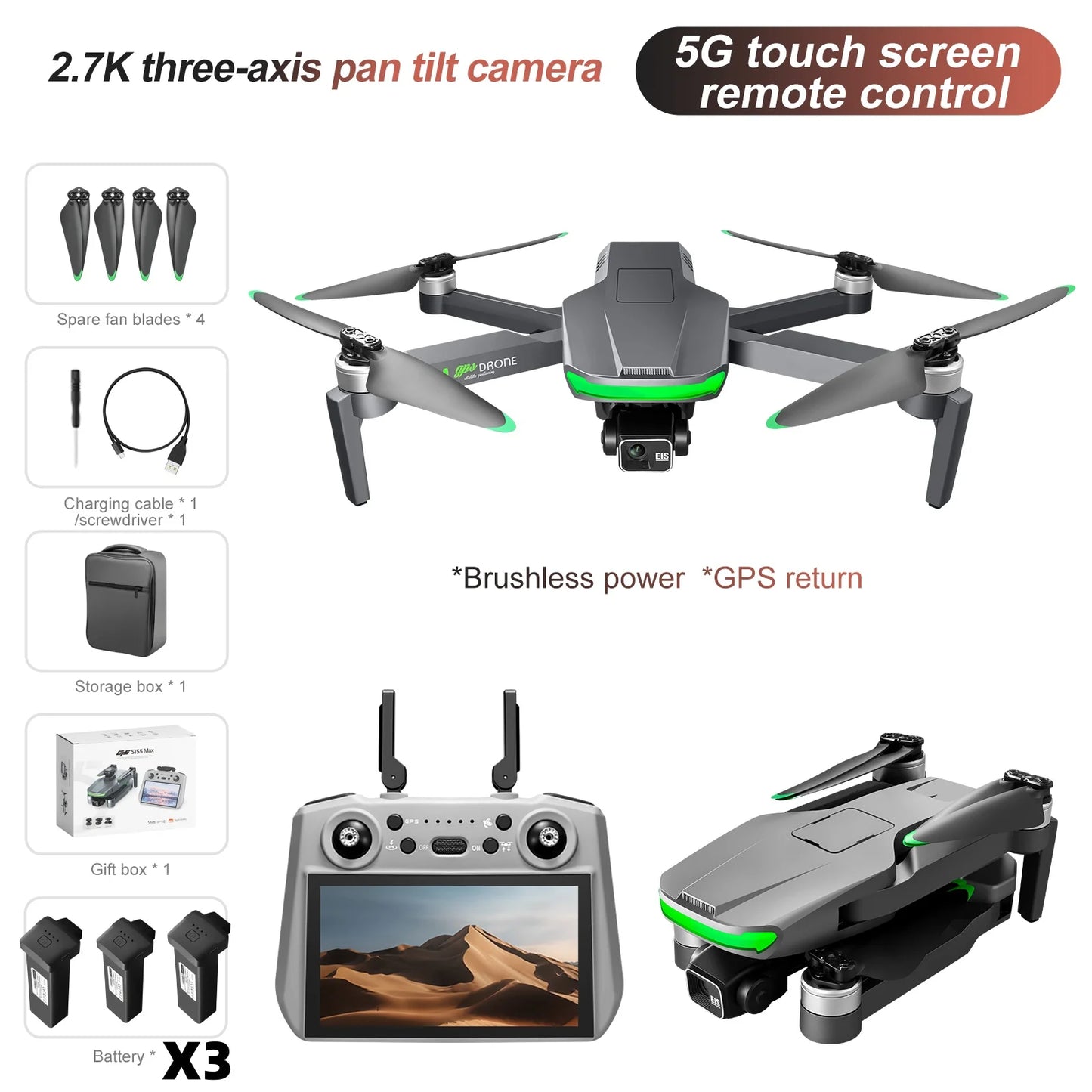 2025 NEW HOT S155 GPS Drone 8K Professional Dual HD Camera 5G FPV 360° Obstacle Avoidance Brushless Motor Rc Quadcopter Dron Toy