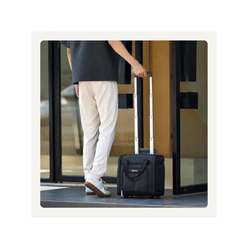 Underseat Carry-On Luggage With Wheels, 14-inch Rolling Travel Bag, Black