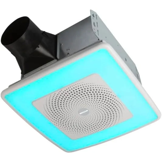 SPK110RGBL ChromaComfort Bathroom Exhaust Fan, 110CFM/1.5 Sones, with Sensonic Bluetooth Speaker and 24-color LED Light