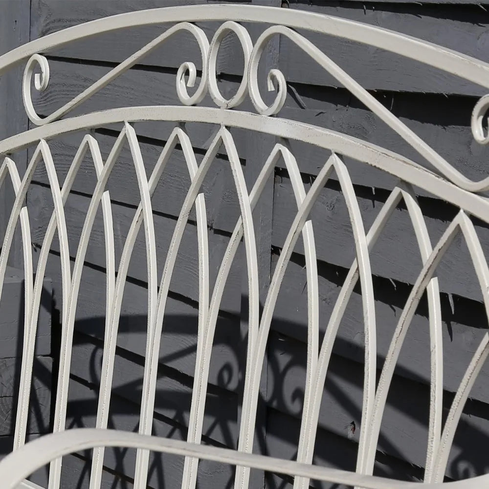 2 Seater Wrought Iron Bench Metal Outdoor Garden Patio Seat In Antique White
