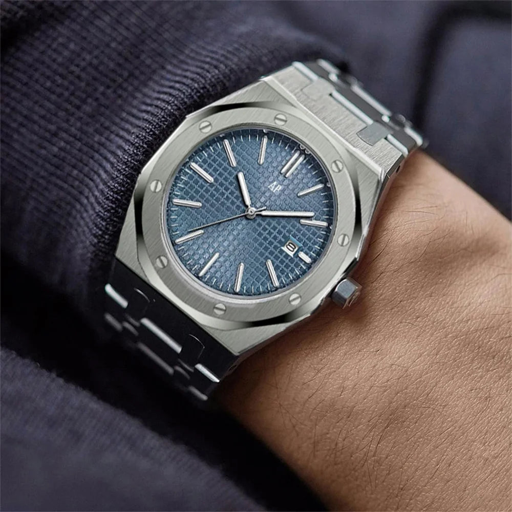 AP Luxury Brand Classic Trendy Men's Delicacy Watch Waterproof Stainless Steel Wristwatch Luminous Date Mineral Glass Watch Gift