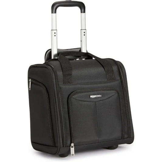 Underseat Carry-On Luggage With Wheels, 14-inch Rolling Travel Bag, Black