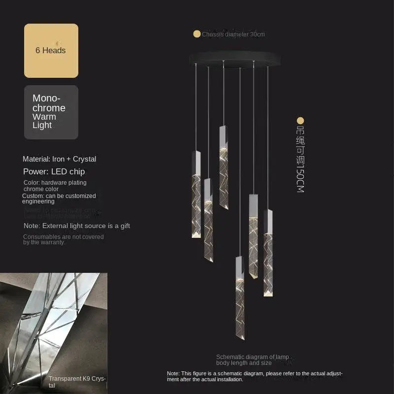 Modern Chandelier Staircase Led Chandelier Luxury Nordic Restaurant Bar Living Room Attic Rotating Villa Duplex Sky Lanterns