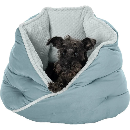 Comfortable Washable Pet Bed Indoor Cats and Small Dogs Fiber-Filled Hug Bed with Non-Slip Base Cozy Plush Sleeping Space