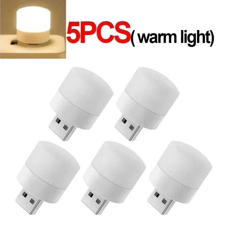 1-50pcs Mini USB Night Lights Warm White Eye Protection Book Reading Light PC Mobile Power USB Plug LED Charging Lamps Wholesale