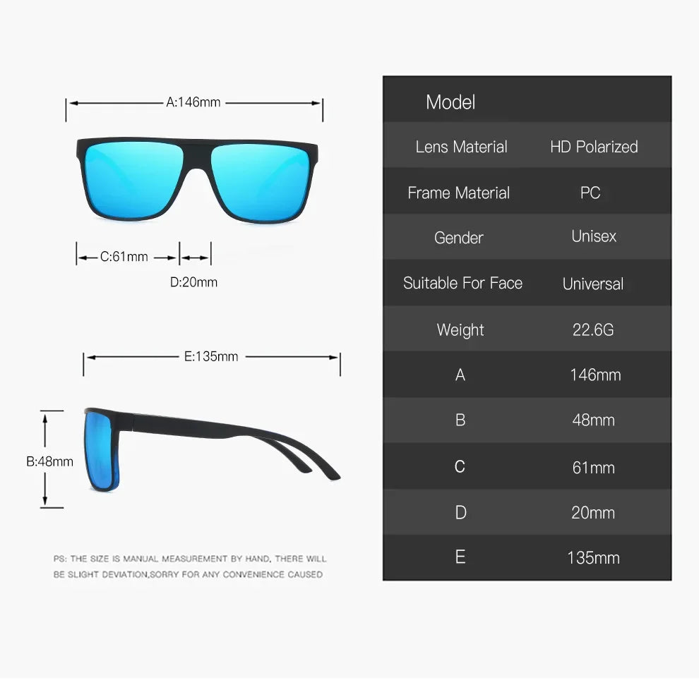 Polarized Sunglasses for Men Women Square Sun Glasses Driving Fishing UV400 With Glasses Case