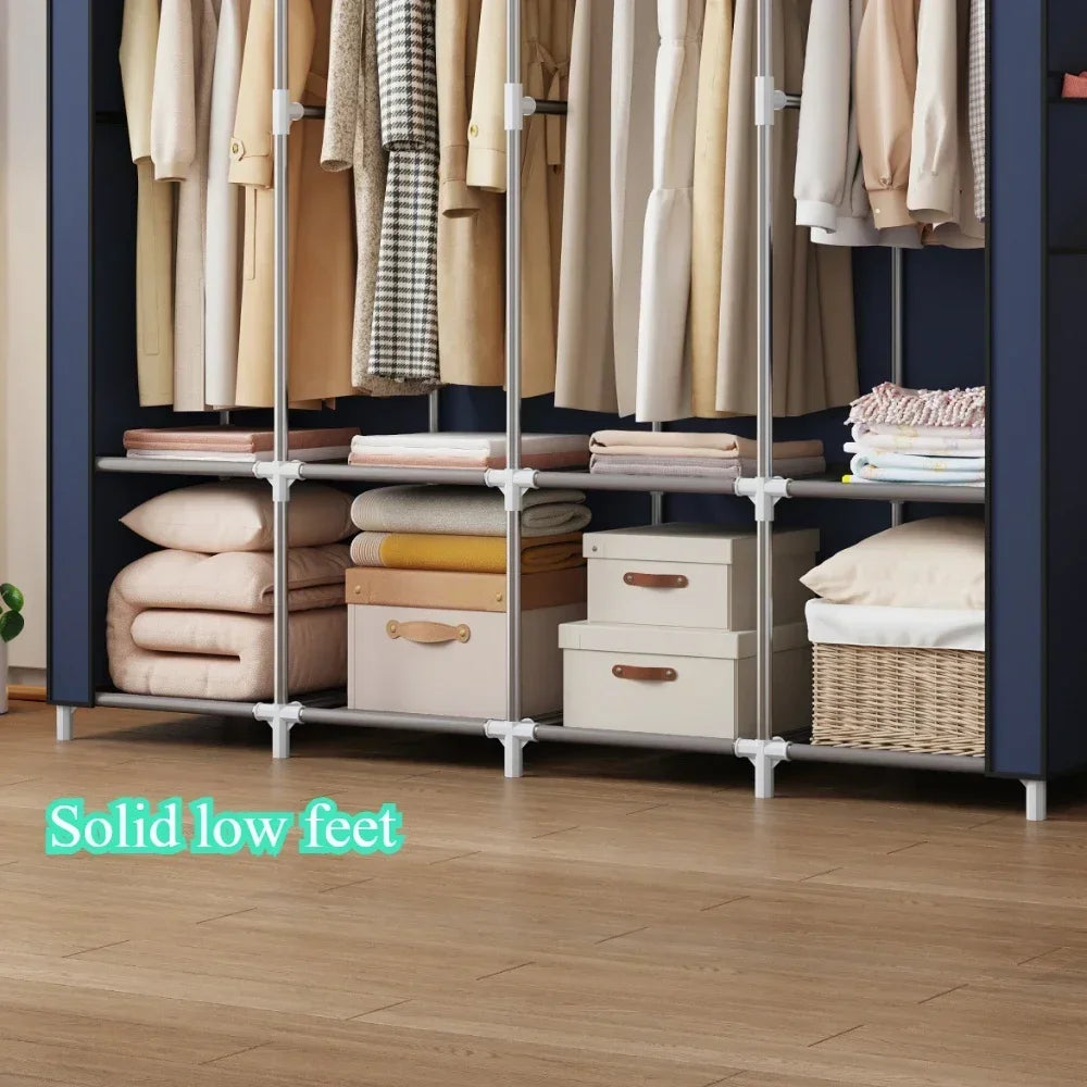 Simple Wardrobe Rental Room Fabric Cabinet Thickened All Steel Frame Wardrobe Household Bedroom Thickened Fabric Cabinet