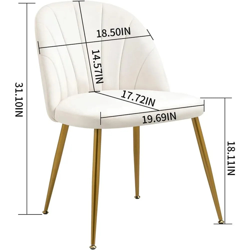 Velvet Dining Chairs Set of 4, Upholstered Mid Century Modern Dining Chairs, Armless Dining Chairs with Metal Gold Legs
