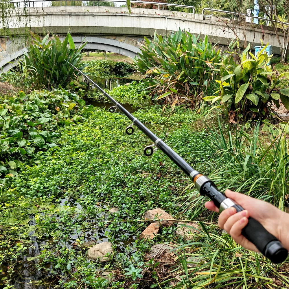 JOSBY Telescopic Fishing Rod Spinning fly Carp Feeder Fiber Pesca 2.3M 2.1M 1.5M Mini Travel Rod Reel Seat Portable ultra short