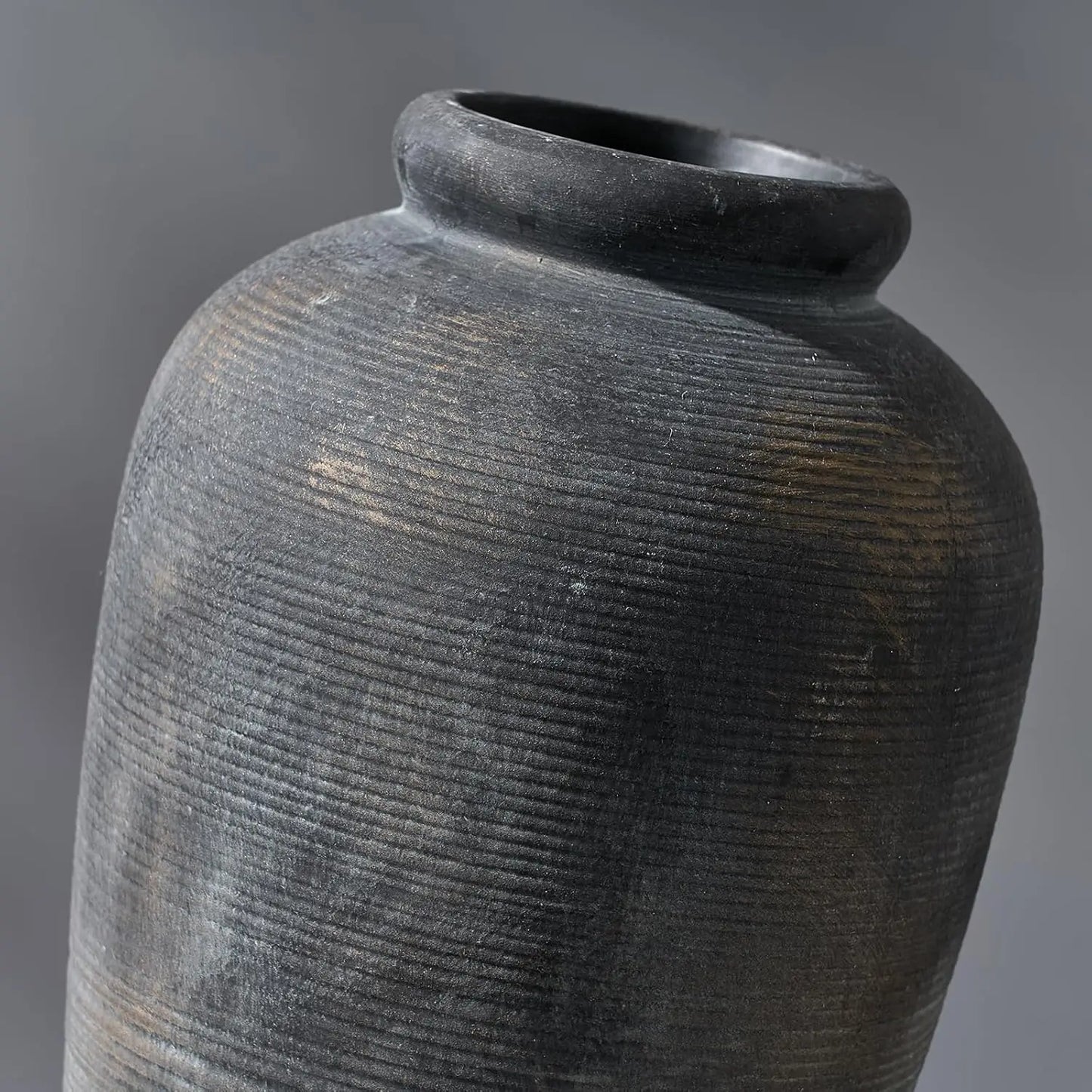 Large Ceramic Rustic Vase, 11 inch Minimalist Decorative Farmhouse Tall Vase for Home Decor, Living Room, Shelf Decor