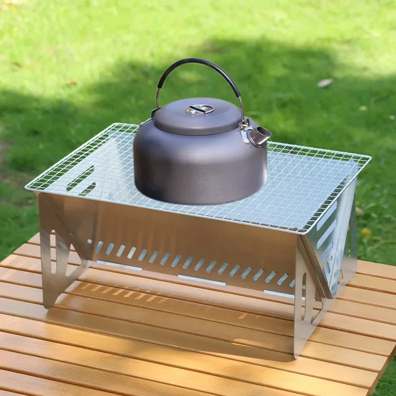 Multifunction Bbq Charcoal BBQ Grill Folding Furnace Barbecue Stainless Steel Kitchen Utensils Mesh Wood Stove Outdoor Bar Home