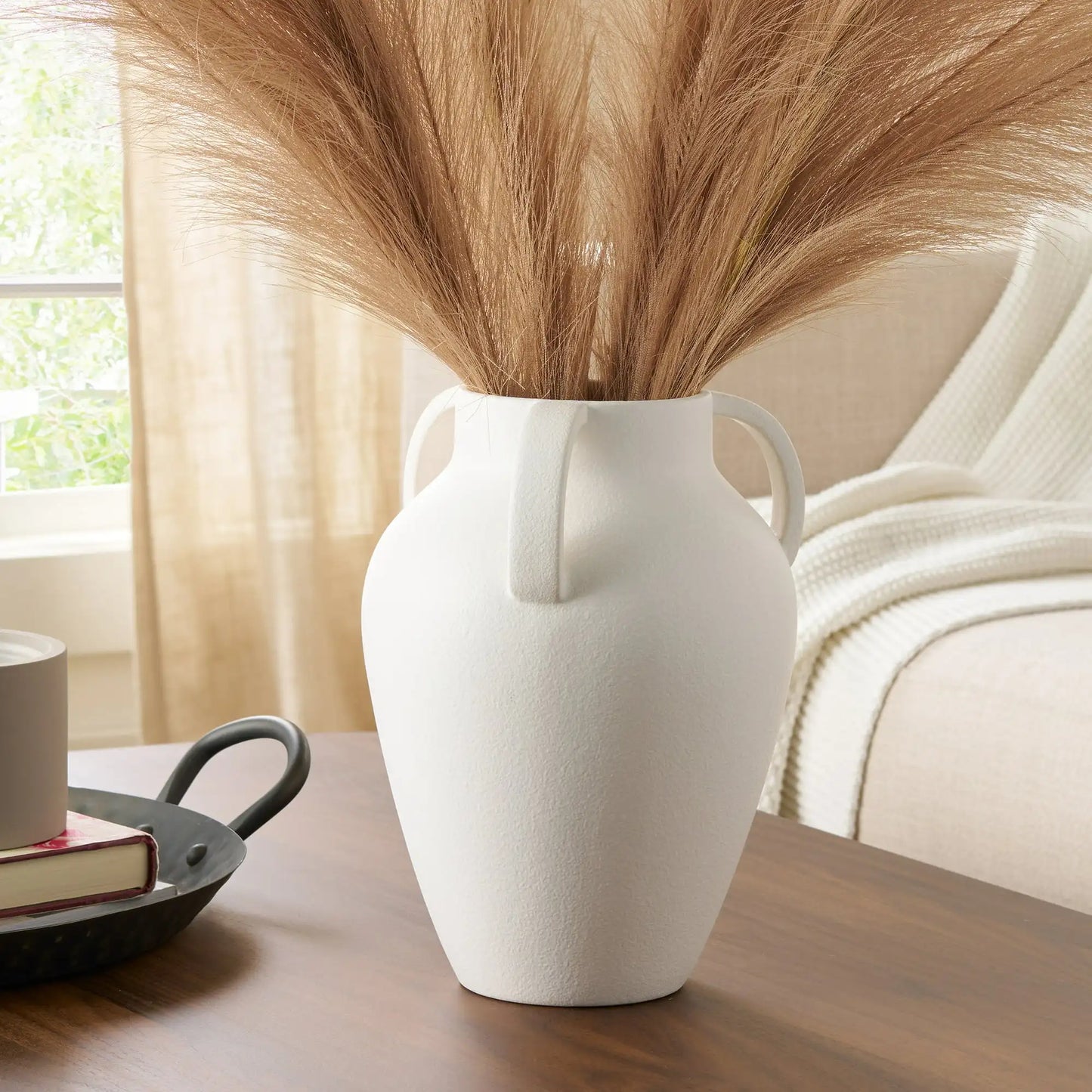 Better Homes & Gardens 9.8" White Handled Ceramic Vase
