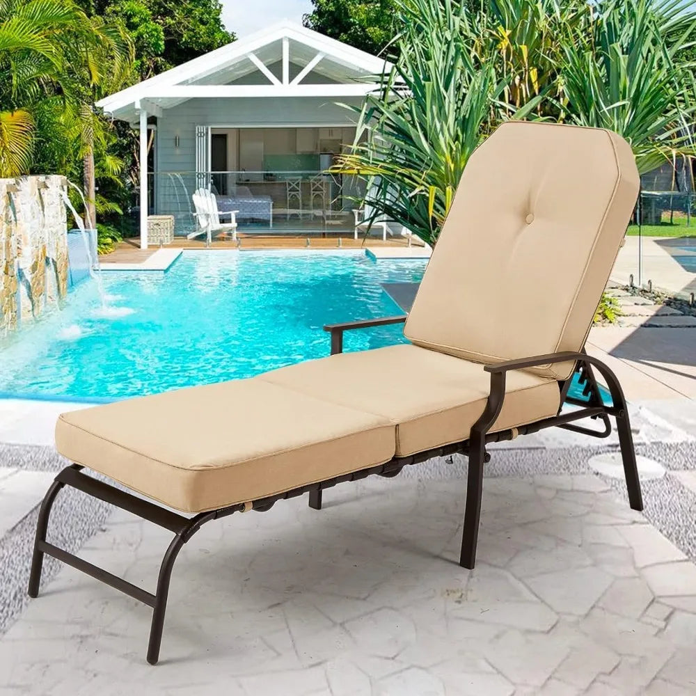 Adjustable Recliner Chair with Armrest, Outdoor Chair for Patio, Garden and poolside