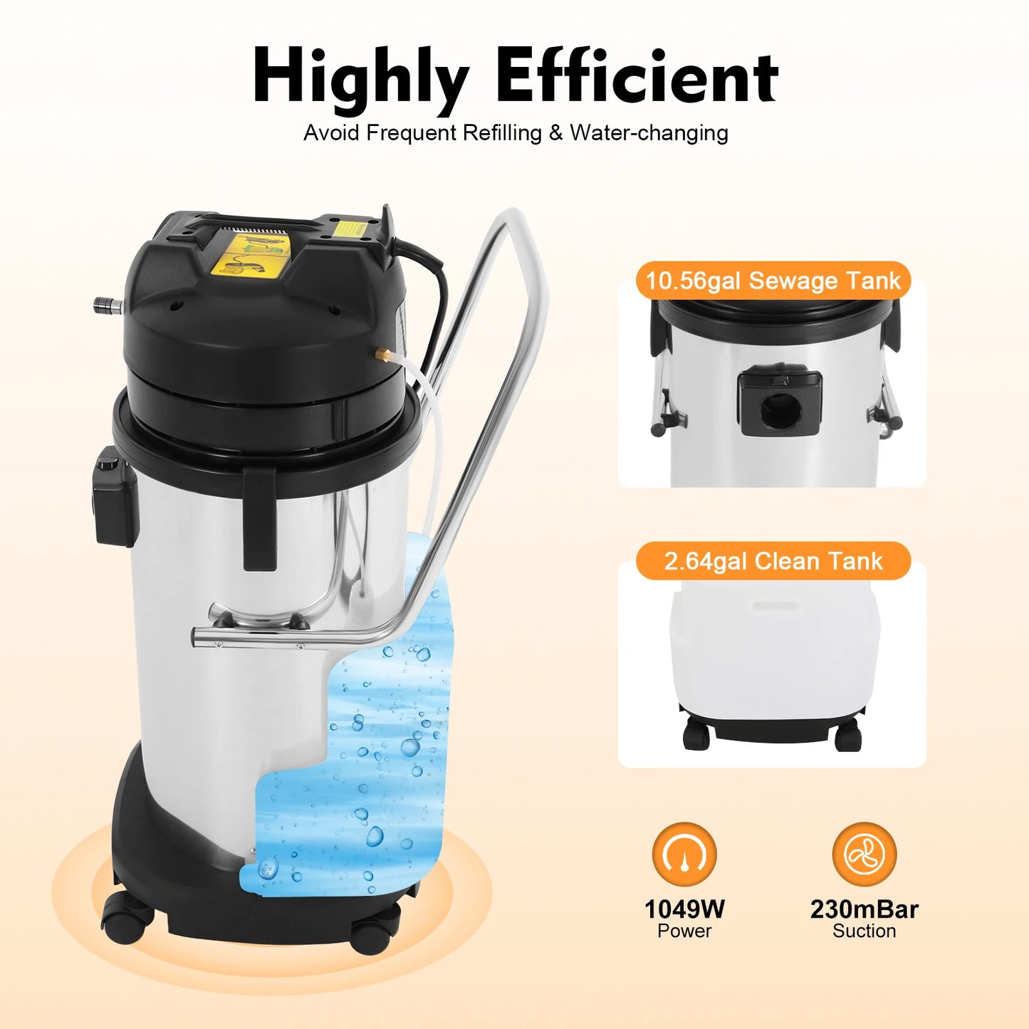 Carpet Cleaning Machine Carpet Washer Machine Professional Carpet Cleaner Wet Dry Vacuum Cleaner Mop 3 Heads, Water Sucker 110V