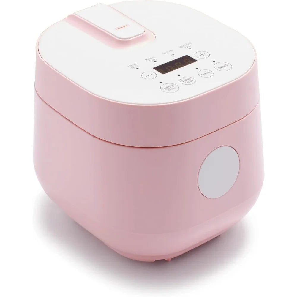 Digital Rice Cooker, 2 Cups Uncooked/4 Cooked Rice, Healthy Cooking, Auto Presets & Keep Warm, Touchscreen, Pink