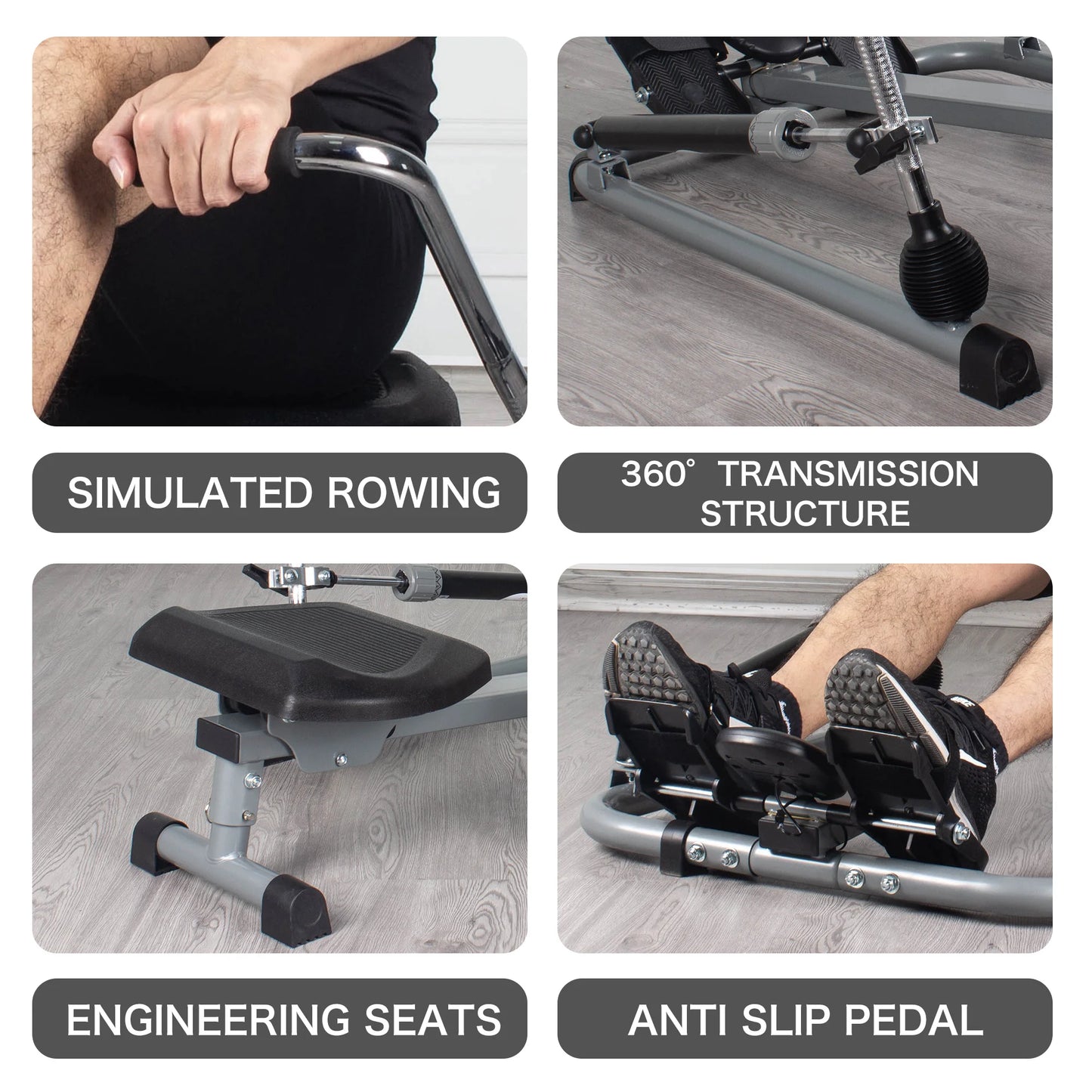 Leikefitness Rowing Machine Foldable for Home Use Hydraulic Rowing Machine with LCD Monitor for Full Body Exercise Cardio Workou