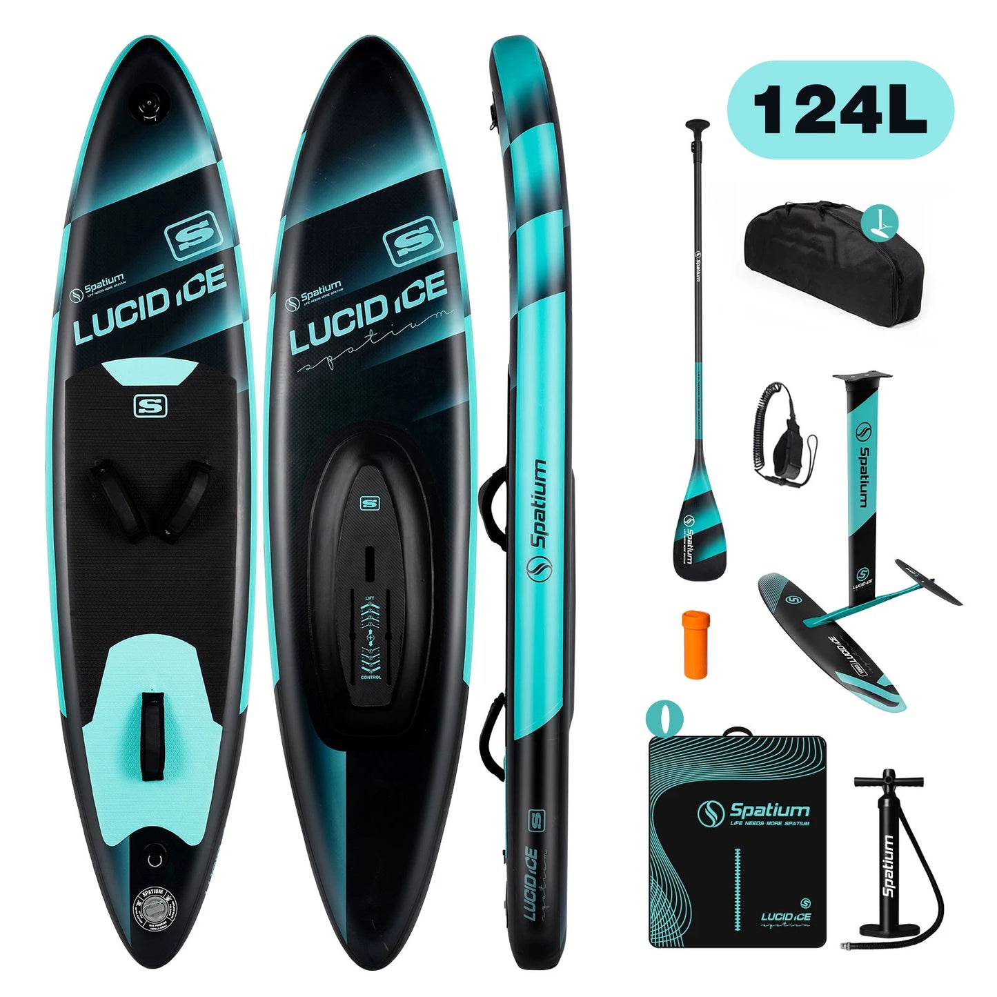 Spatium Inflatable Downwind Board SUP Unpowered Versatile Paddle Board for 112L/124L/135L/150L Hydrofoil with Foil SP1310/SP1060