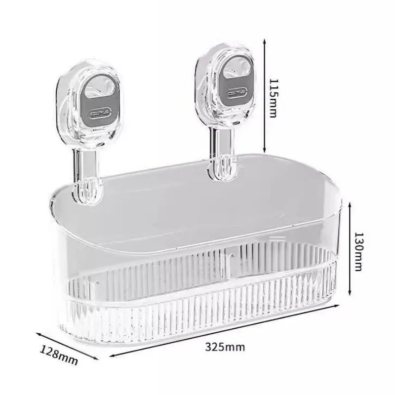 Bathroom Large Suction Cup Rack Shower Gel Hanging Basket in The Bathroom Wall-mounted Storage Rack Cosmetics Storage Box