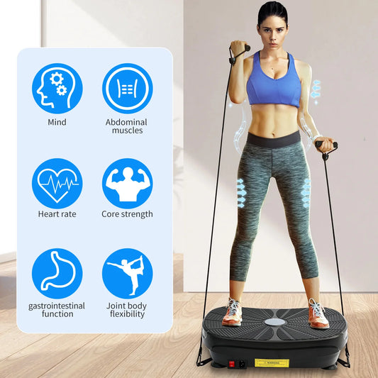 Vibration Plate Exercise Machine Whole Body Workout Power Vibration Fitness Lazy Slimming With Resistance Bands Remote Control