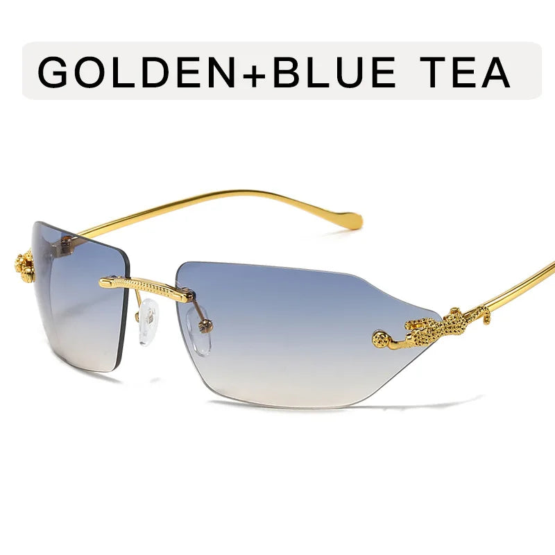 Men's Sunglasses Fashion Rectangle Women Metal Luxury Brand Leopard Head Sun glasses Classic Oculos Masculino Glasses UV400