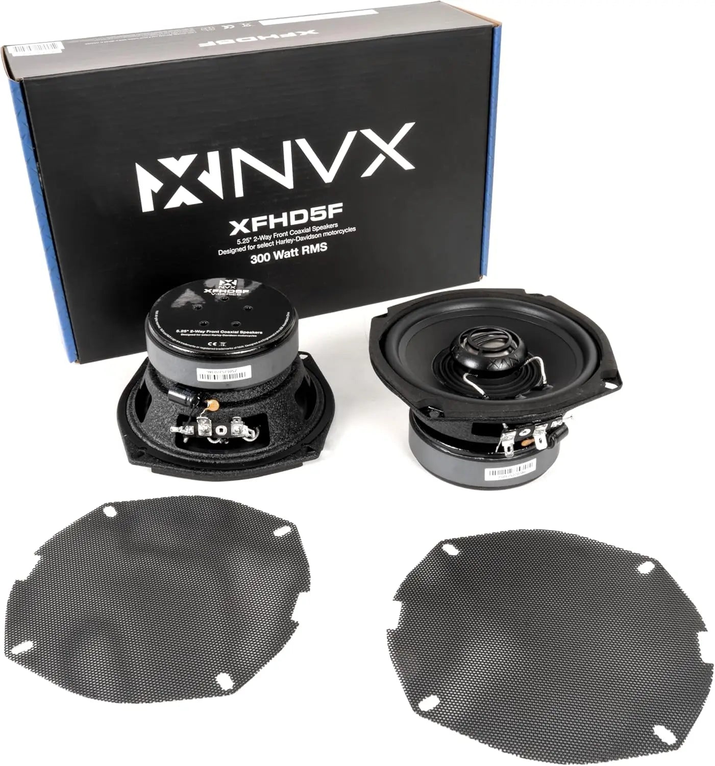 XFHD5F 5.25” 600W Peak Motorcycle Speakers with 1' Titanium Tweeters, Waterproof, Plug-and-Play, Compatible with Harley-Davidson