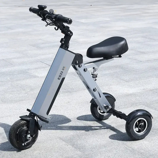 Electric Scooter 3 Wheels Foldable Trike with Seat for Adults, Light Weight Mobility 10 Inch Pneumatic Tires Tricycle
