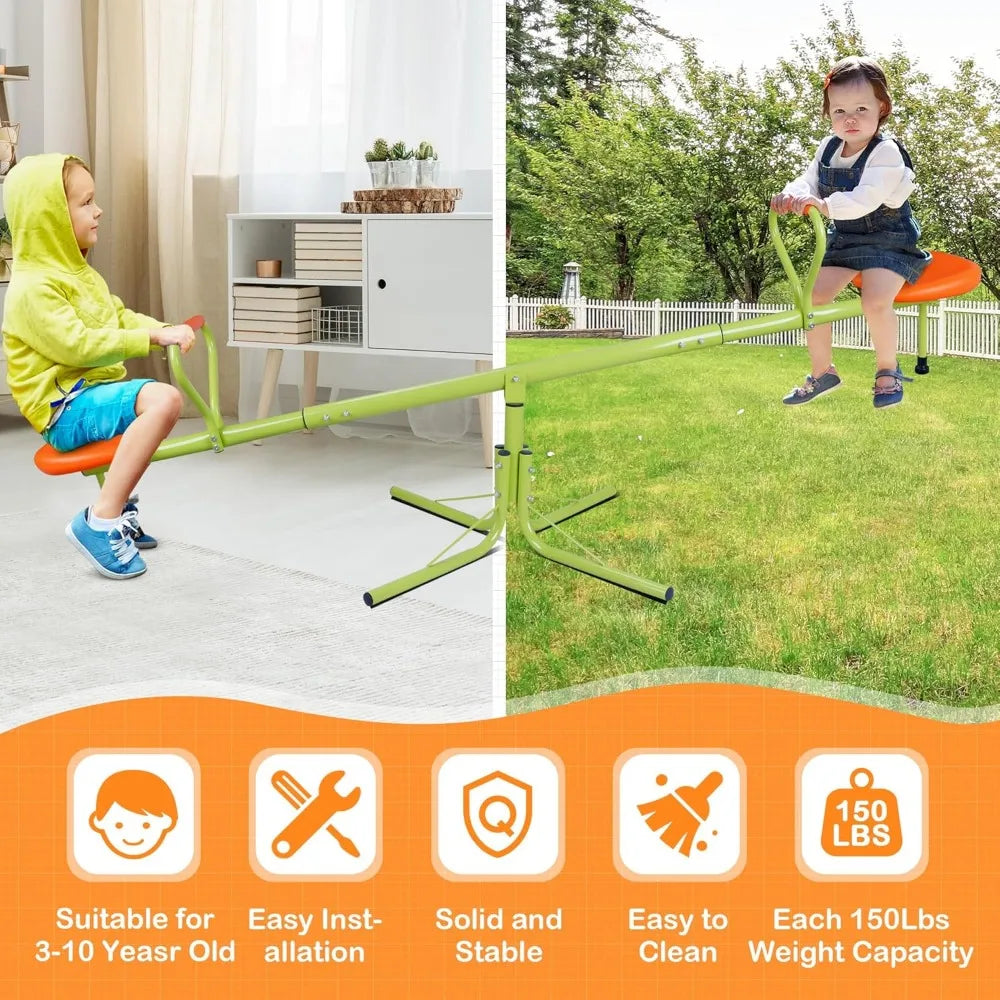 Kids Seesaw 360 Degree Rotation Safe Swivel Teeter Totter Outdoor Indoor Home Playground Equipment Set
