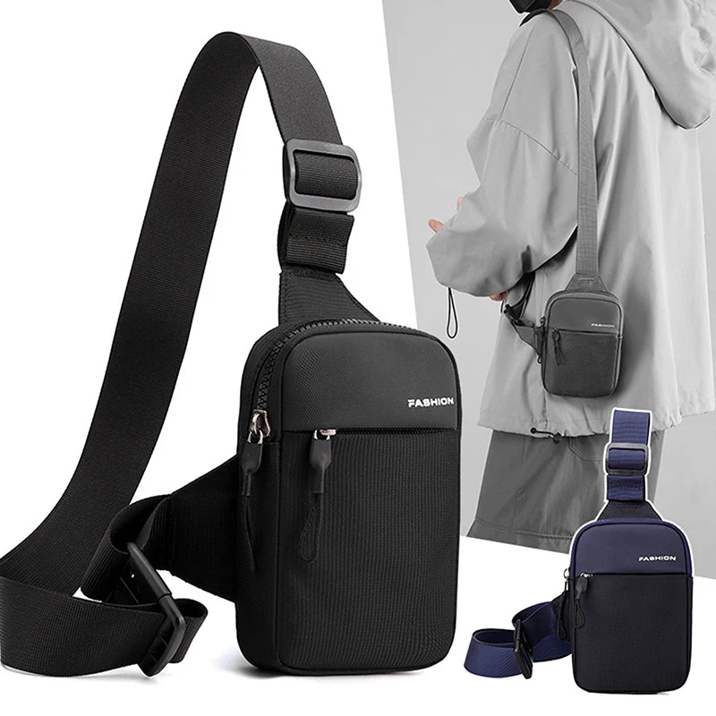 Men's Chest Bag Fashion Canvas Shoulder Crossbody Bags Mini Cloth Sling Sport Cross Phone Handbag