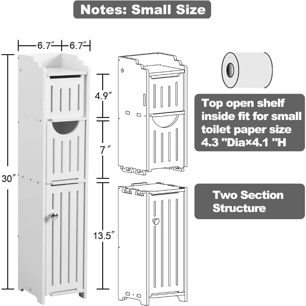 Bathroom Storage Cabinet Toilet Paper Narrow Holder Stand Save Space Multi Layered Bathroom Cabinet Large Capacity Storage Shelf
