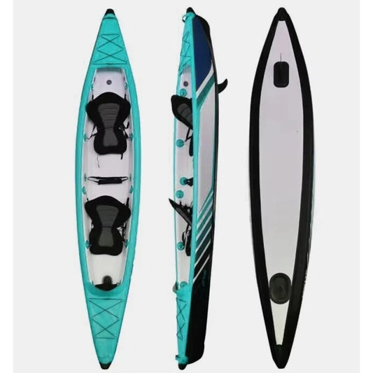 Portable 2-Person Ocean Inflatable Kayak & SUP Set Durable PVC/LLDPE Plastic For Lakes Rivers Seas