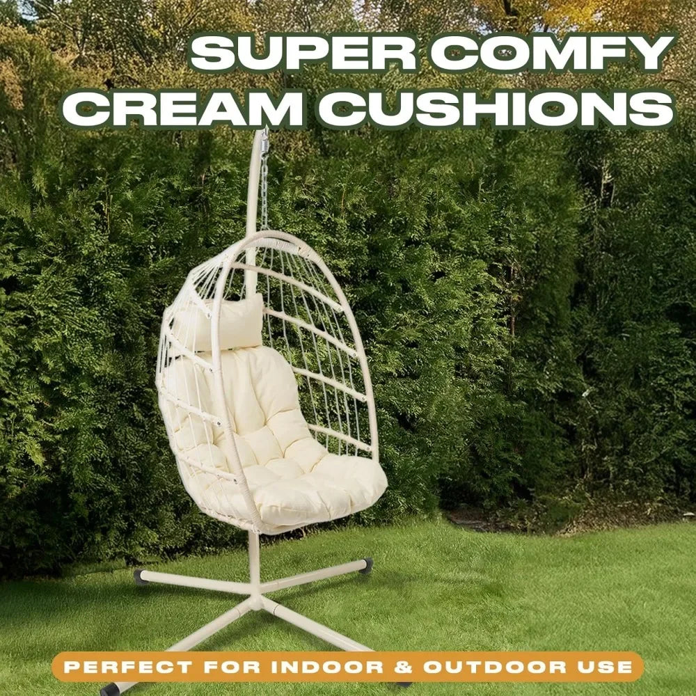 Garden Egg Chair, Hanging Swinging Chair for Patio Furniture Bedroom Outdoor - Indoor Relaxing Comfy, Swing Egg Chair