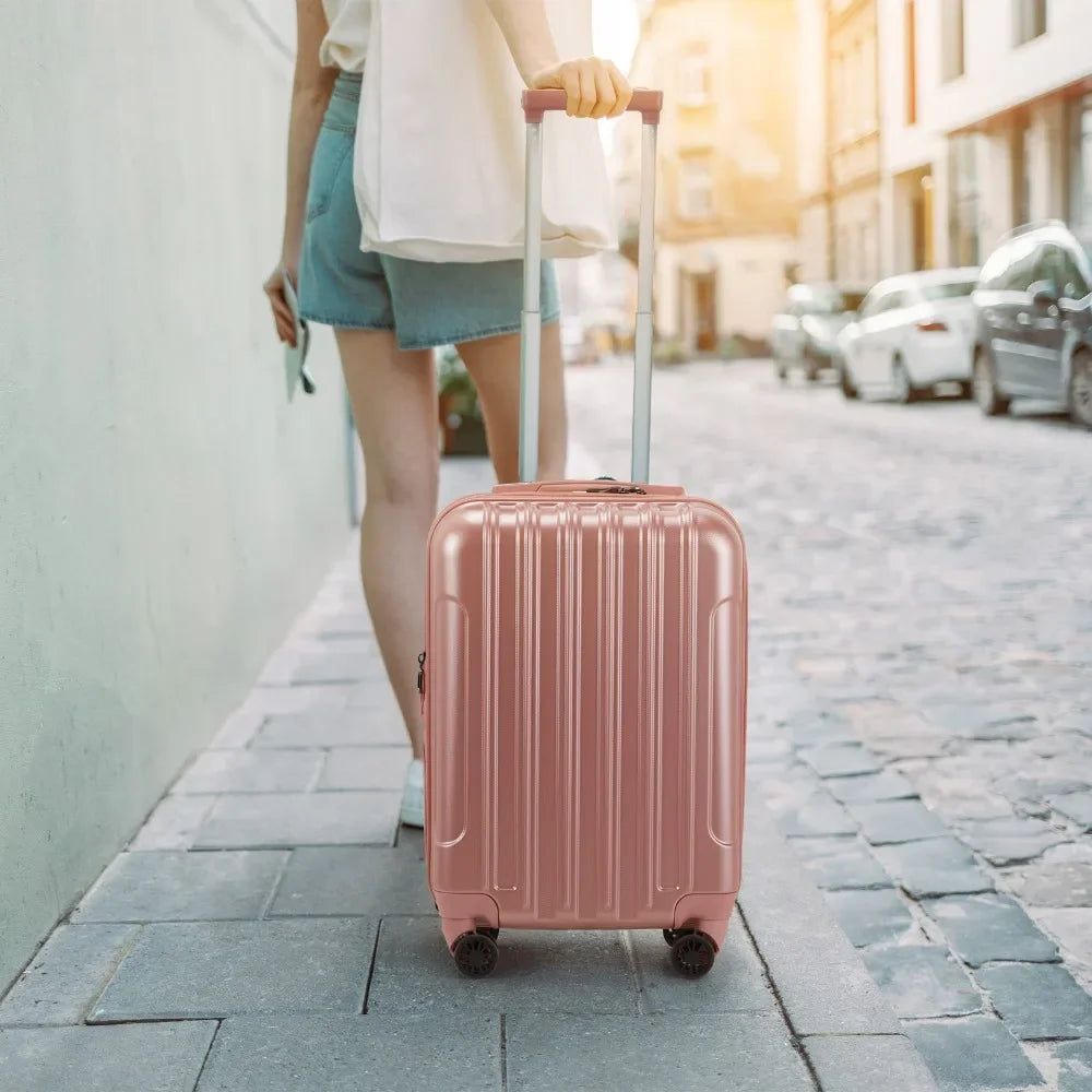 2 Piece Luggage Set,14" Mini Cosmetic Cases 20" Carry-On Expandble Luggage Hardside Lightweight Suitcase