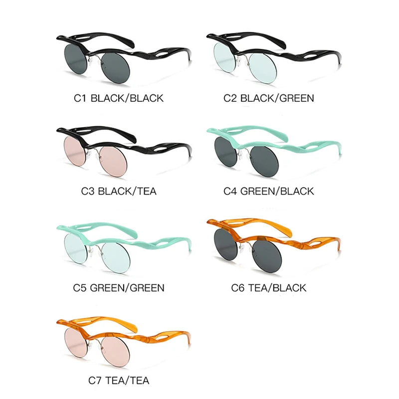 Women Fashion Round Sunglasses Designer Special-shaped Sun Glasses For  Men Round Rimless Outdoor Party Accessory Unisex Eyewear