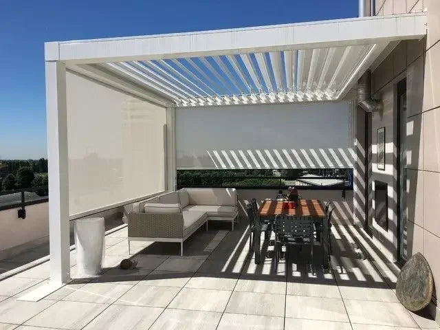 Garden Adjustable Outdoor Aluminium Pergola Customized Modern Bioclimatic Motorized Louver Glass Pergola Aluminium Roofing