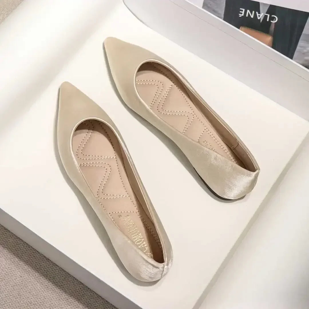 Ladies Footwear Low Heel Elegant Office Non Slip Women's Flat Shoes Casual Summer 2024 Comfortable Young Social 2025 New In