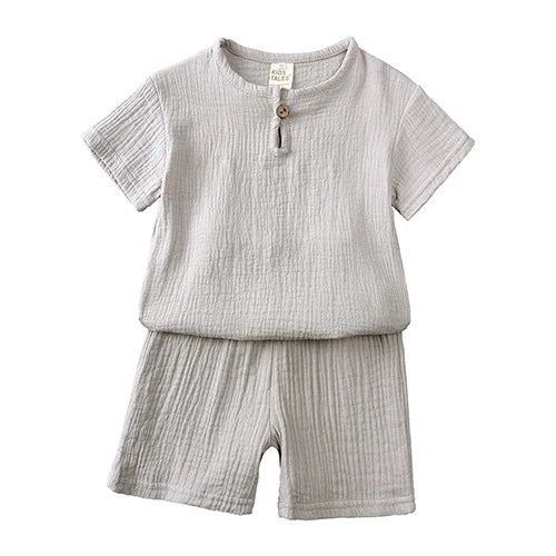 Hot Sale Kids Clothes Sets Outfits 2 Pcs Linen Cotton Infant Baby Boys Girls Clothing Newborn Top T-Shirt+Shorts Children Suit