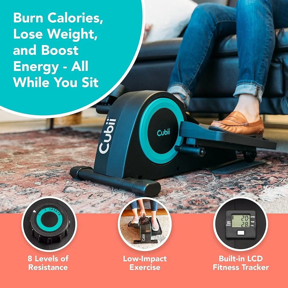 Under Desk Elliptical Mini Bike Pedal Exerciser Adjustable Fitness Machine Home Office Workout Low Impact Leg Exerciser LCD