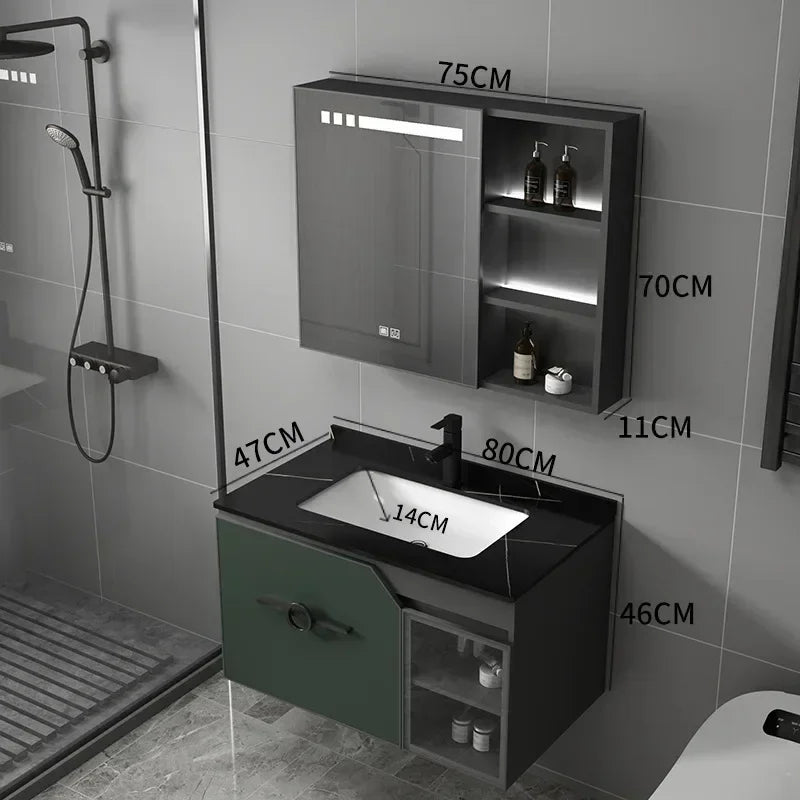 Bathroom Dressing Table and Sink Combination, Rock Plate Integrated Washbasin, Smart Mirror Cabinet, Toilet Furniture