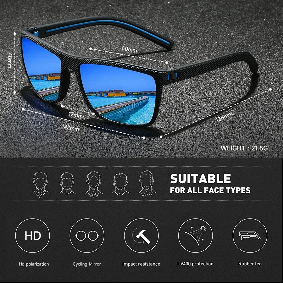 Fashion Vintage Square Sunglasses Men Women Driving Fishing Luxury Brand Designer Sun Glasses Retro Eyewear UV400 Eyewear Amagi