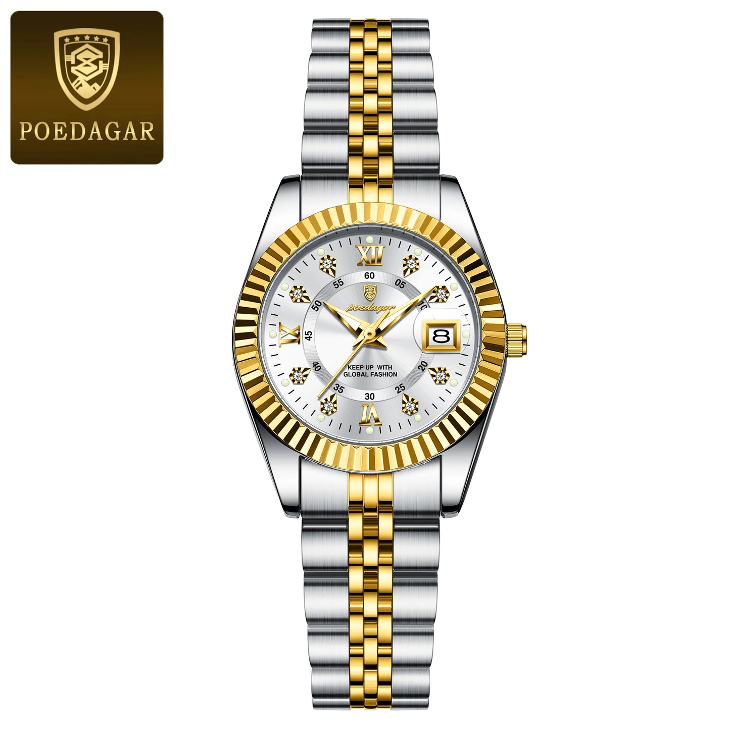 POEDAGAR Luxury Women's Watches Waterproof Luminous Date Ladies Wristwatch Stainless Steel Elegant Quartz Watch For Women Reloj