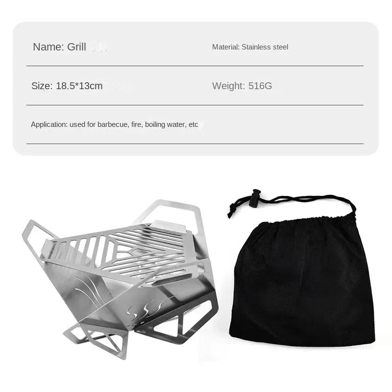 Multifunction Bbq Charcoal BBQ Grill Folding Furnace Barbecue Stainless Steel Kitchen Utensils Mesh Wood Stove Outdoor Bar Home