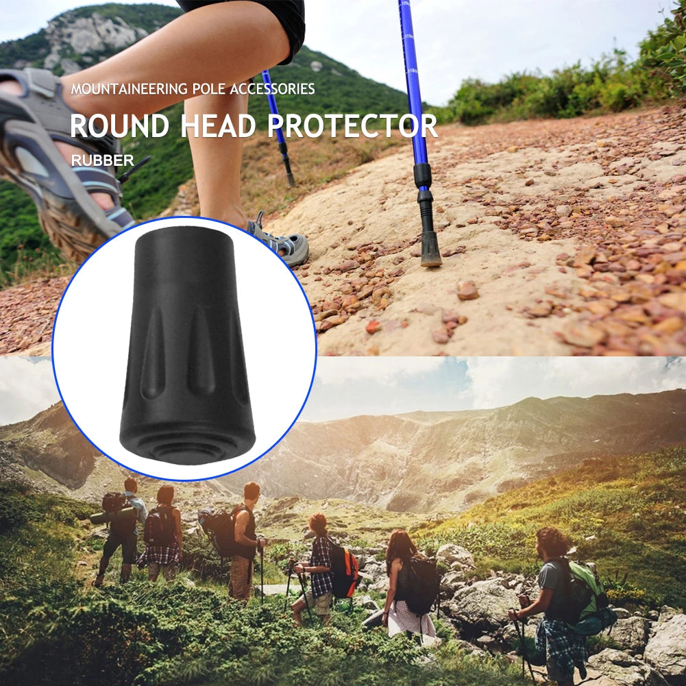 6pcs Non-slip Walking Pole Stick End Protector Lightweight Hiking Stick Replacement Tips Buffer Outdoor Accessories