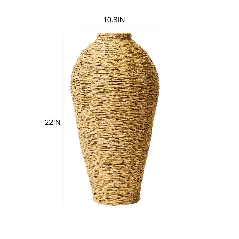 22" Woven Faux Seagrass Floor Vase, Decorative floor vase for your entryway, dining room, living room, and more