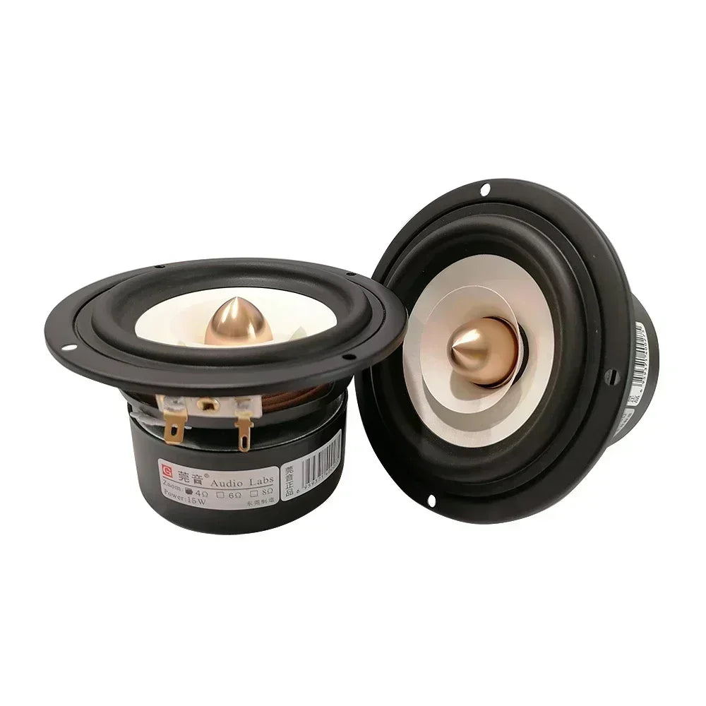 2020 Audio Labs 4'' Home Audio DIY Full-Range Speaker Driver Unit White Mixed Paper Cone Rubber Suspension Shielded 4/8ohm 15W