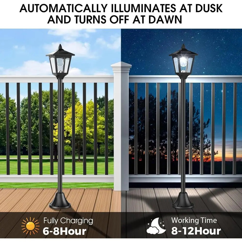 2 Pack 40 Inch Long Lasting Pole Lights, 30 LM LED 6000K Cool White Light, IP45 Waterproof Outdoor Decorative Lights for Garden