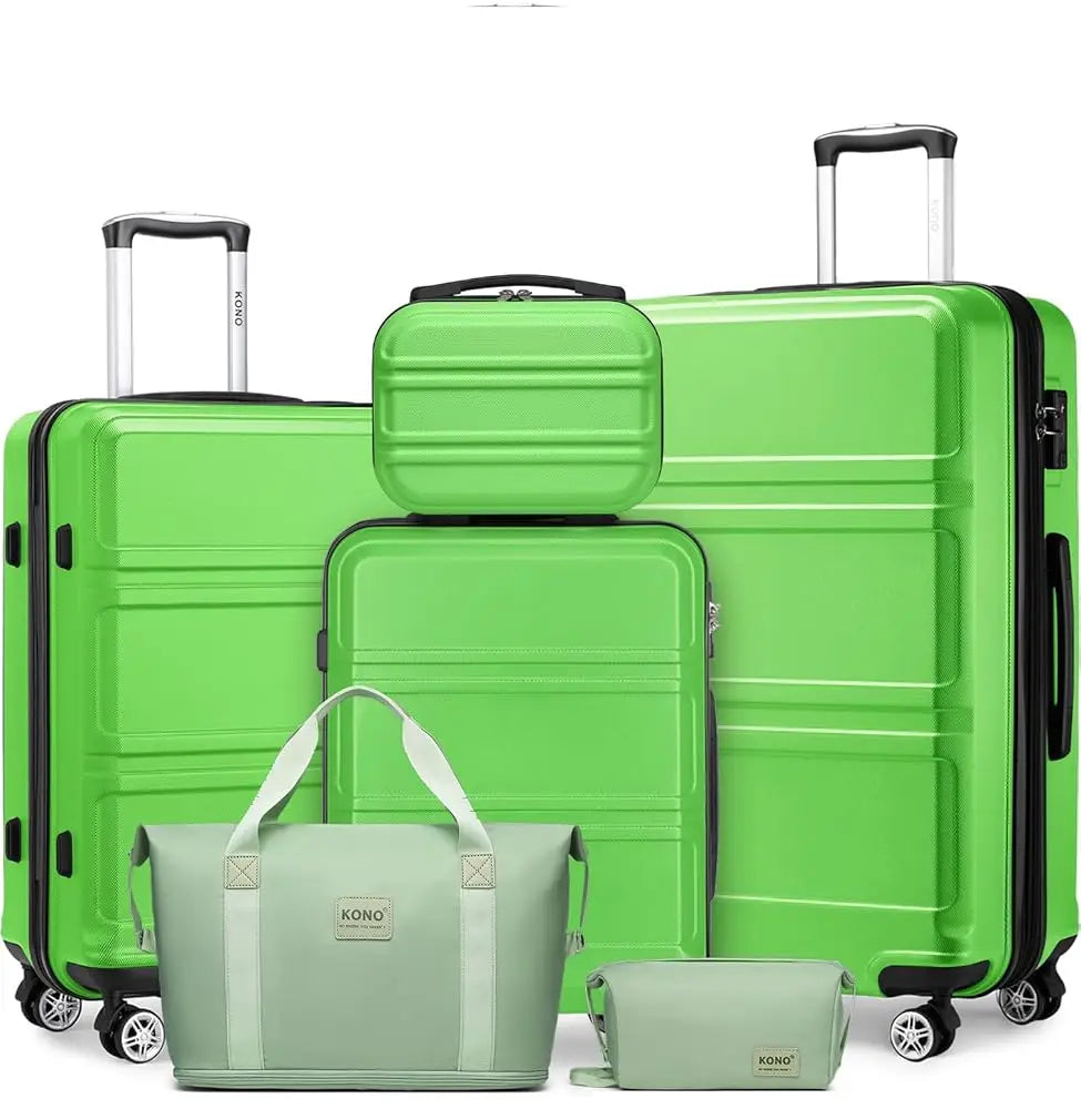 Kono Luxury 6-Piece Luggage Collection - Hardshell Suitcases + Duffel & Cosmetic Case, 20/24/28" Sizes